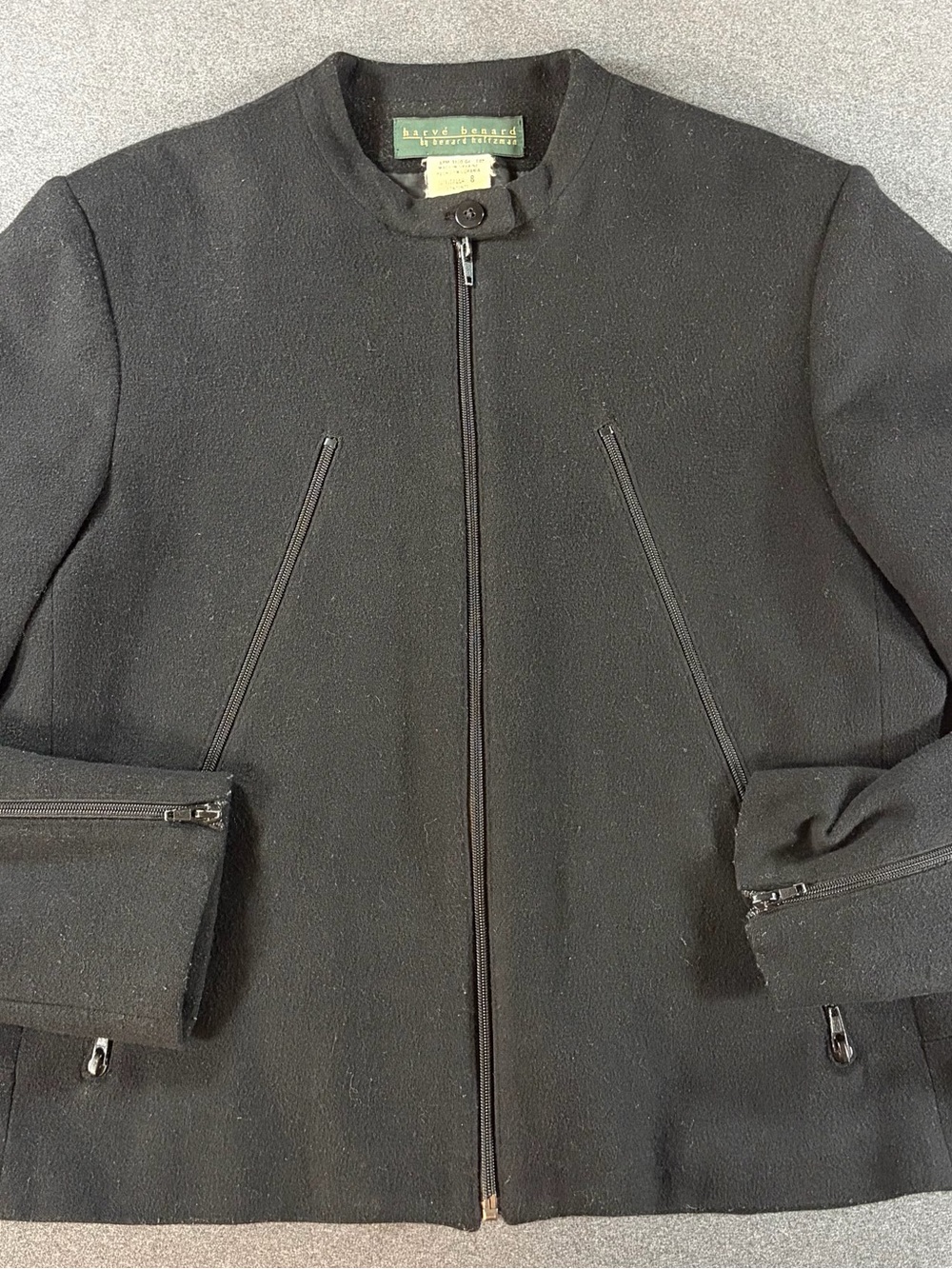 Vintage 90s Harve Benard Women's Wool Cashmere Black Jacket Size 8 Dark Academia